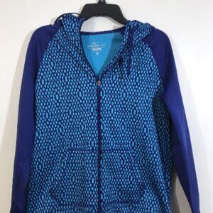 Nike Hoodie Womens Large Blue Aqua Therma-Fit Hooded Full Zip Embossed Pockets